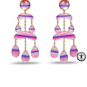 Lele Sadoughi Holographic Rainbow Raindrop Fringe Earrings